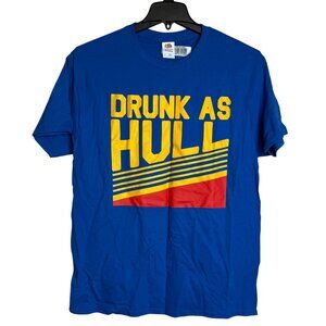 Hockey Drunk As Hull Blue Graphic T-Shirt Mens Large Funny Parody Tee Fruit Loom